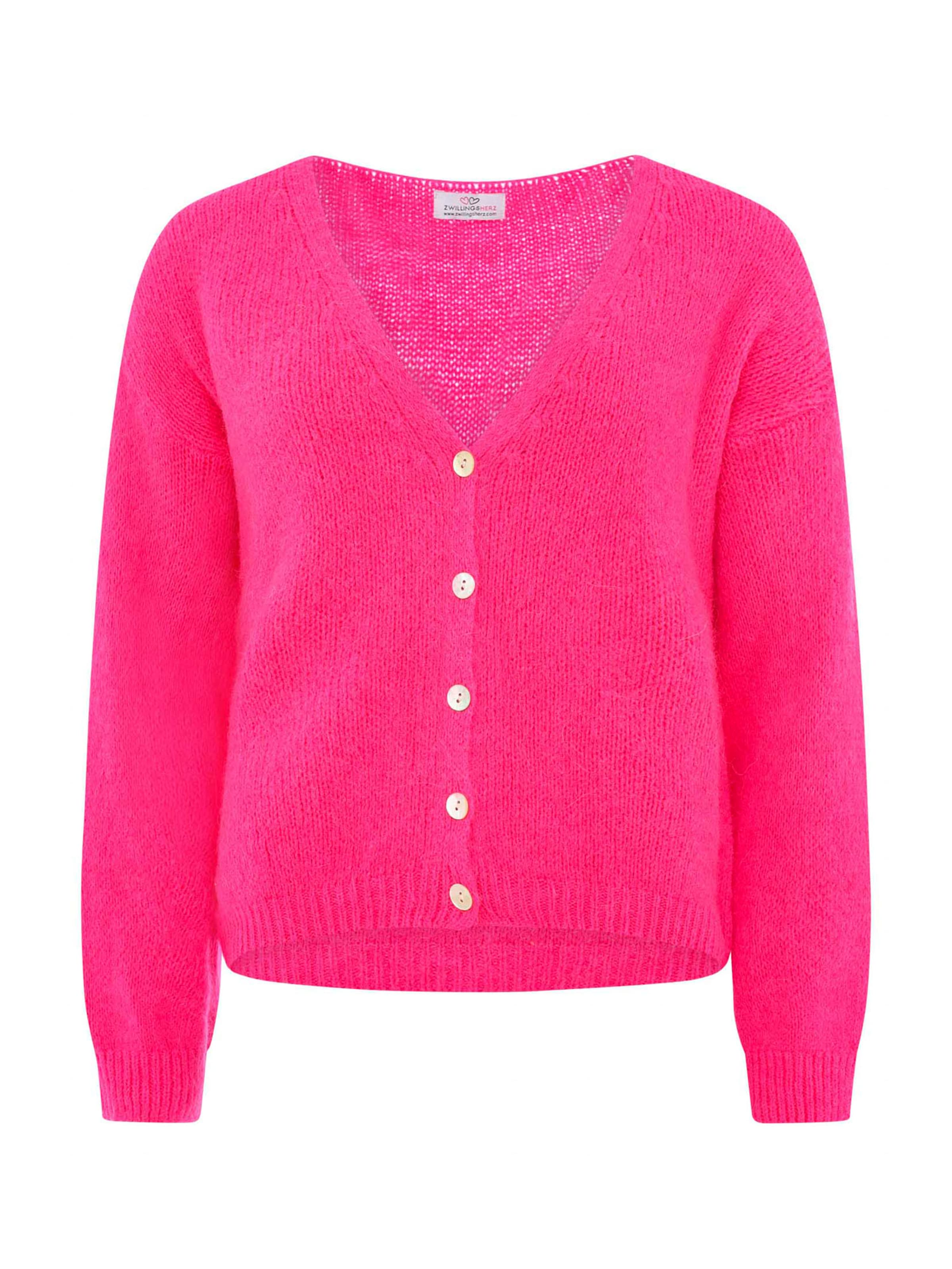 Zwillingsherz Gebreid vest in Roze: voorkant