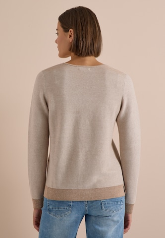 CECIL Pullover im Two-Tone-Look mit V-Neck in Braun