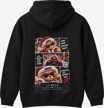 LUNØIR StudioSweater majica 'Christmas Rebel Teddy' - crna boja: prednji dio