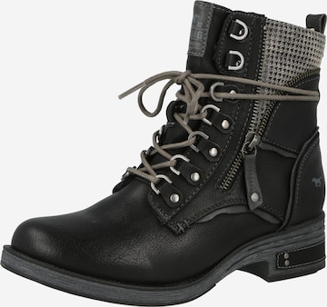 MUSTANG Lace-Up Ankle Boots in Black: front