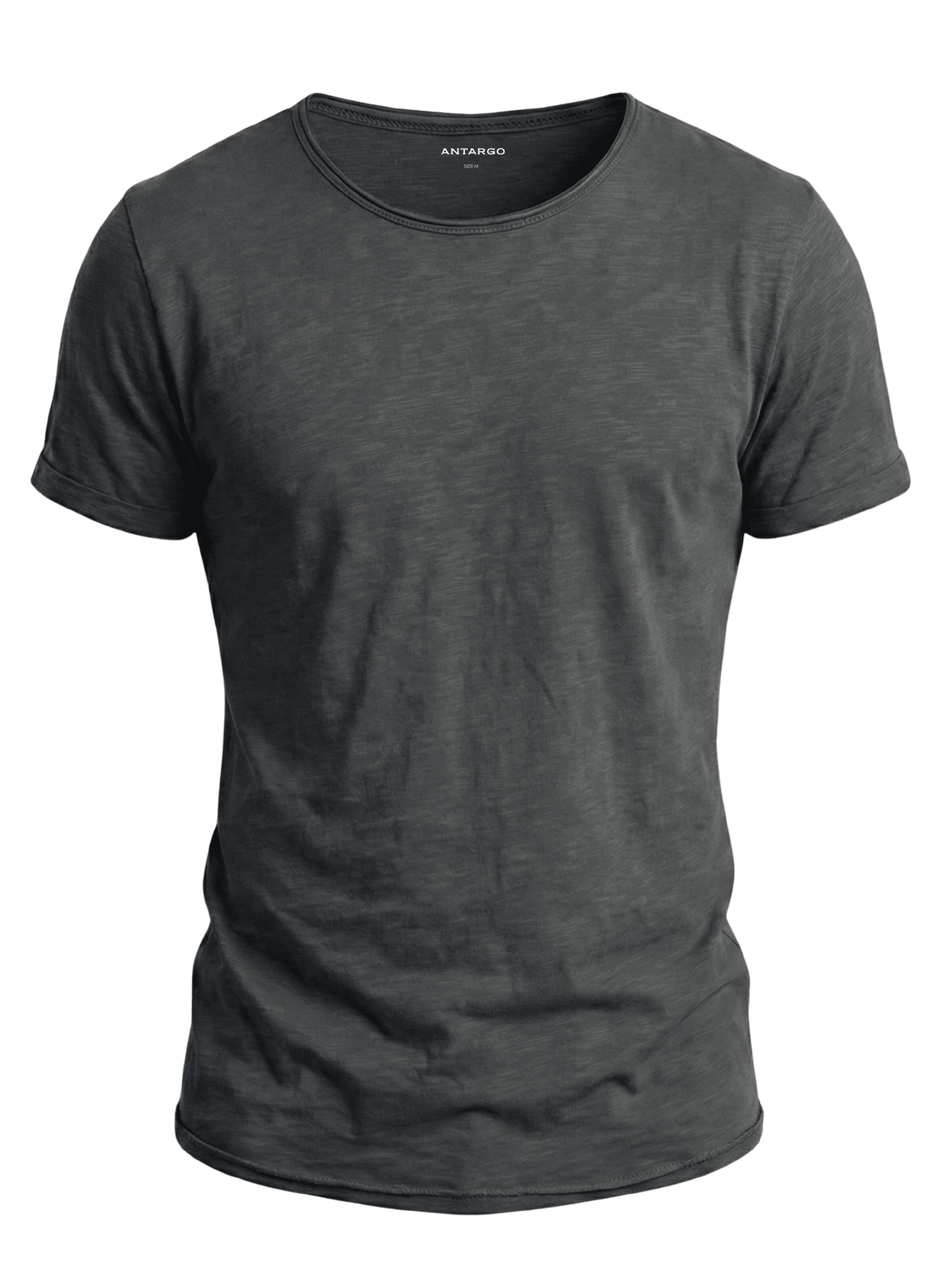 Antargo Shirt 'Basic Open Edge' in Grey: front