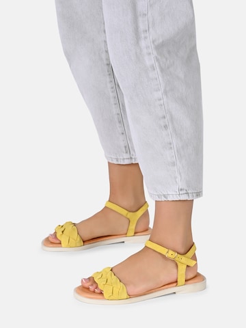 Apple of Eden Strap Sandals ' ALMA ' in Yellow: front