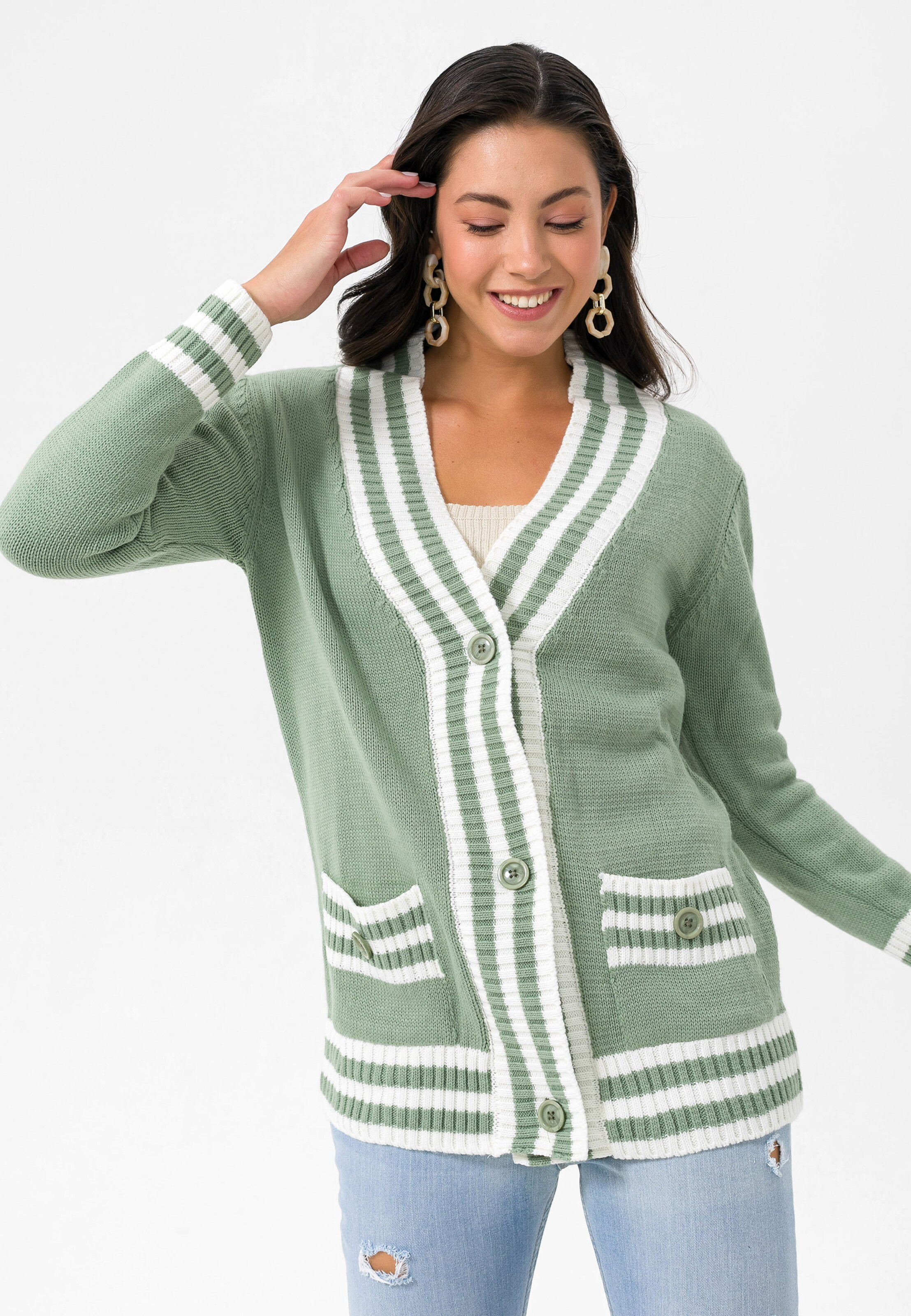 Felix Hardy - Casaco de malha em verde: frente