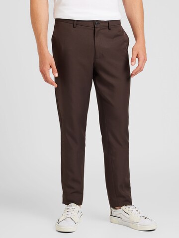 JACK & JONES Slim fit Pleated Pants 'JPRCOSTA' in Brown: front