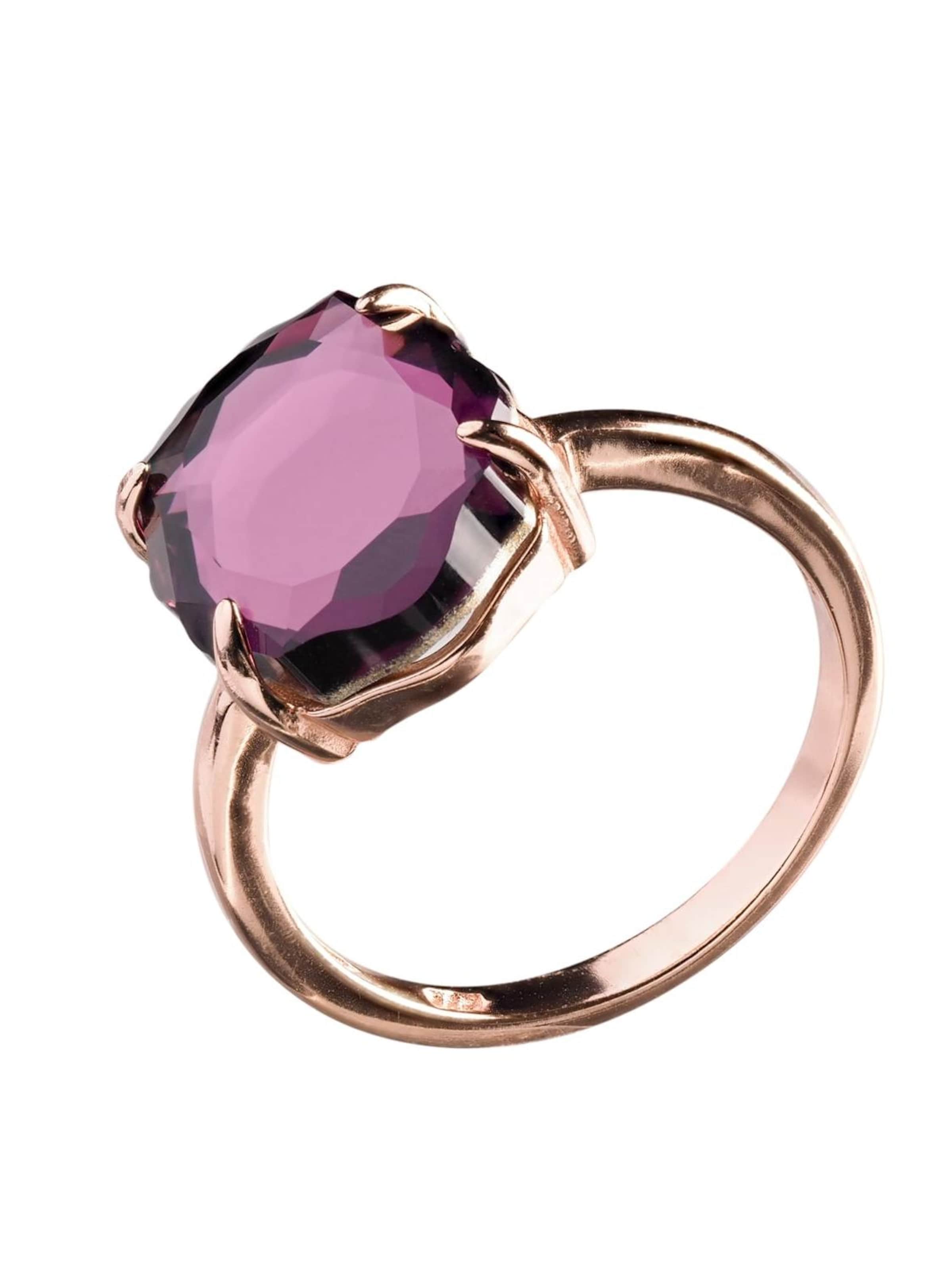 THE GEM STORIES JEWELRY - Anillo 'Amethyst Baroque Ring – Rose Gold Plated' en lila: frente