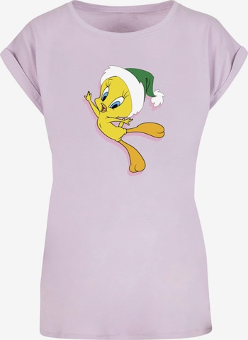 ABSOLUTE CULT Shirt 'Looney Tunes - Tweety Christmas Hat' in Purple: front