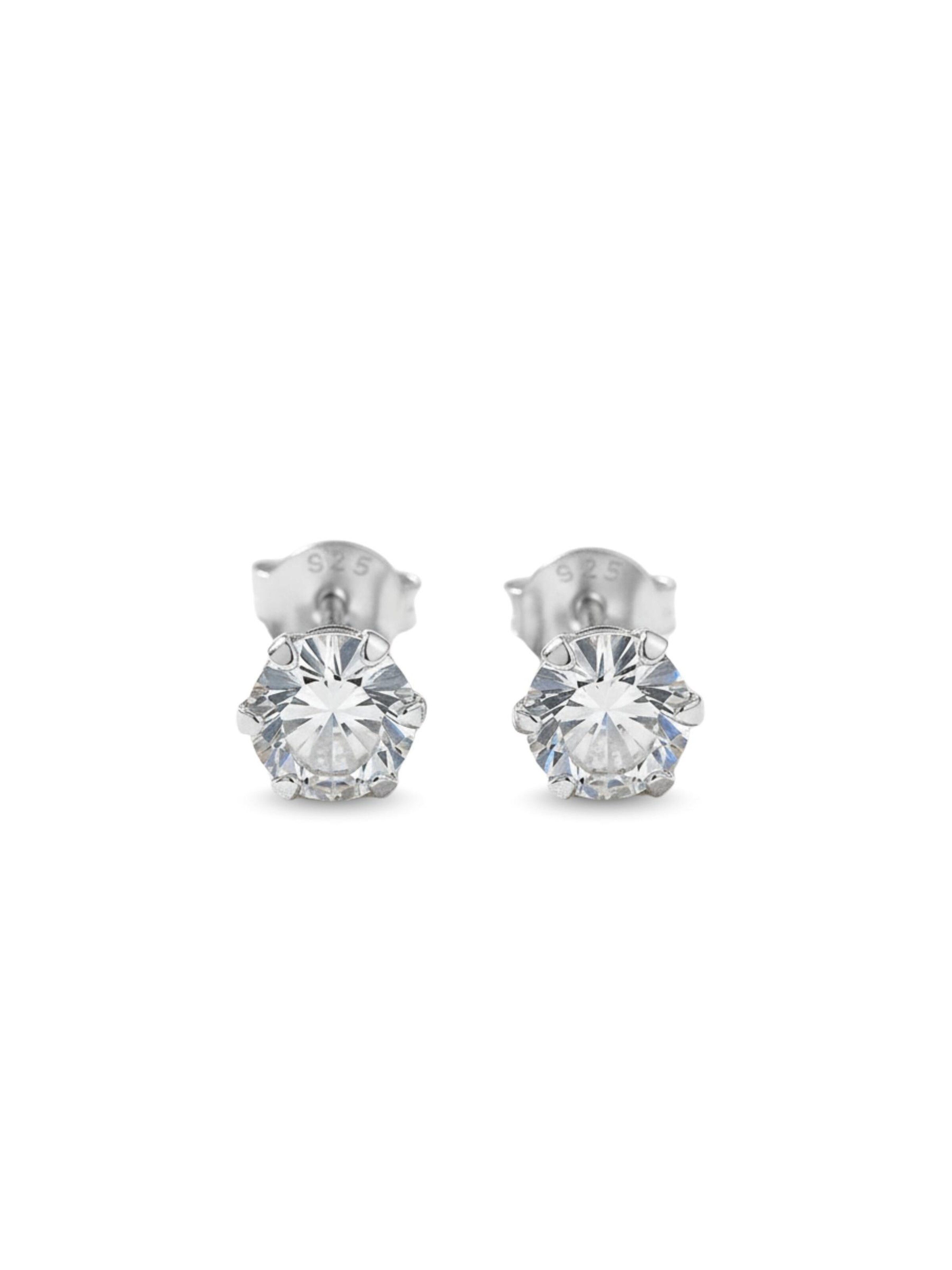 Boucles d'oreilles 'Silberne Runde 5 mm Ohrstecker mit Kristallen' Maxte en blanc