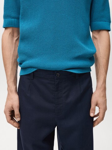 MANGO MAN Loosefit Bandplooibroek 'David' in Blauw