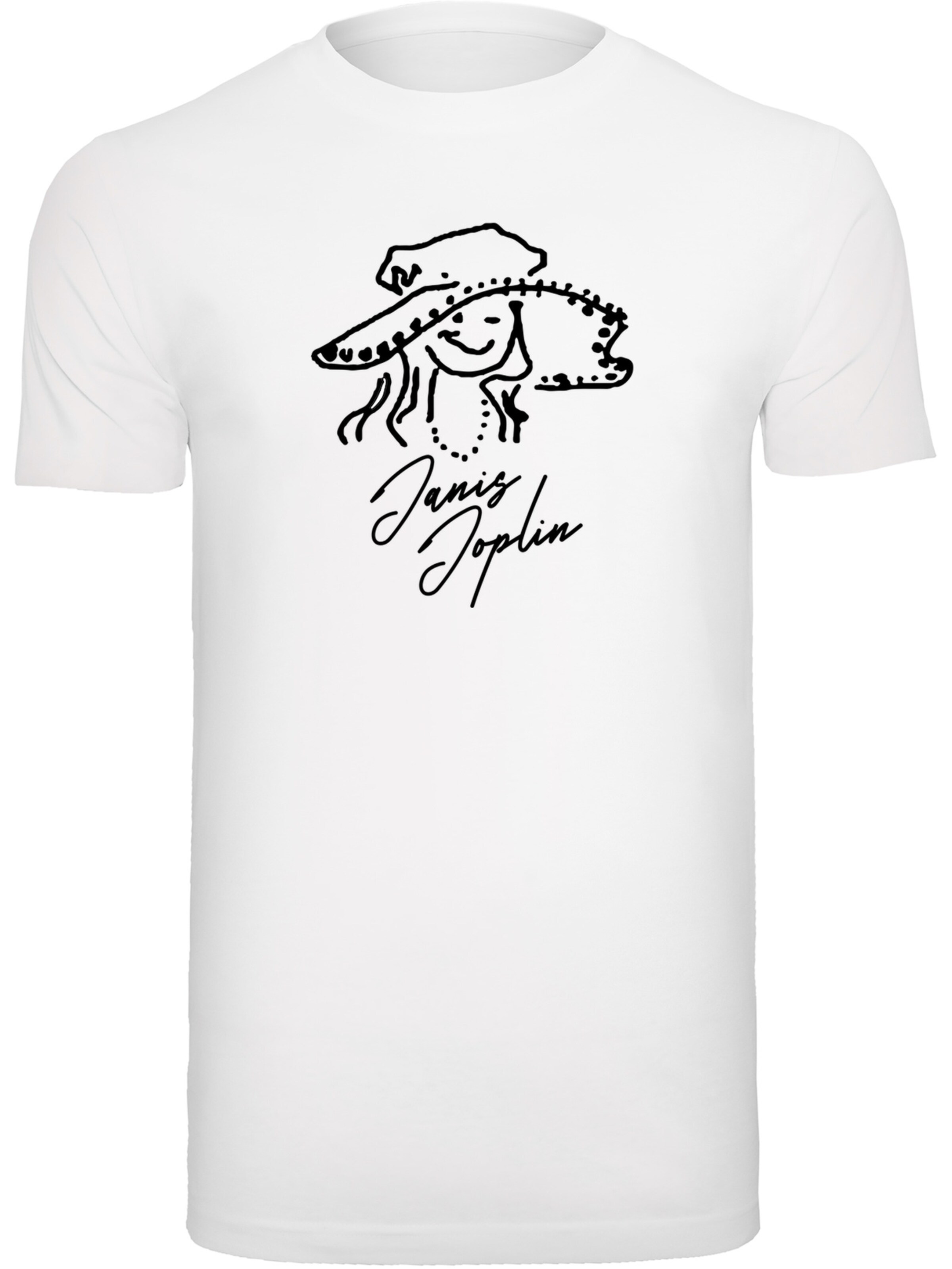 F4NT4STIC Shirt 'Janis Joplin Sketch' in Weiß: Vorderseite