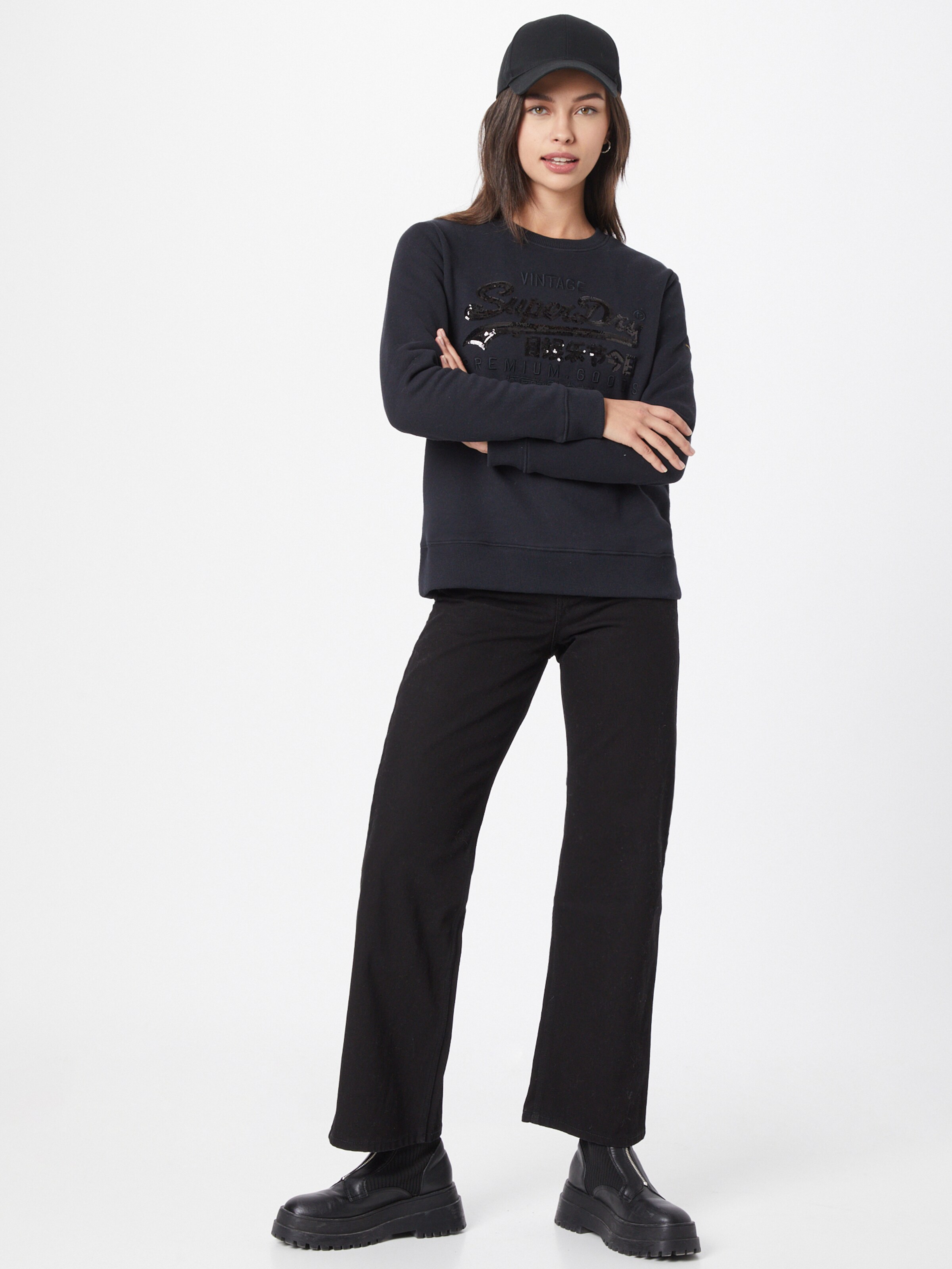 Frauen Sweat Superdry Sweatshirt in Schwarz - KL24114 Frauen Sweat Superdry Sweatshirt in Schwarz - KL24114