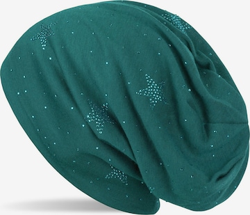 styleBREAKER Mütze 'Beanie mit Strass Sterne' in Grün: Vorderseite
