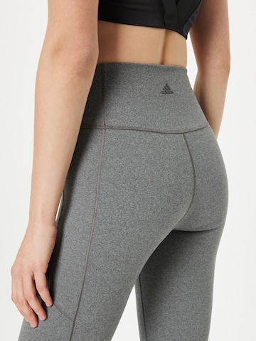 ADIDAS SPORTSWEAR Skinny Workout Pants 'Studio' in Grey