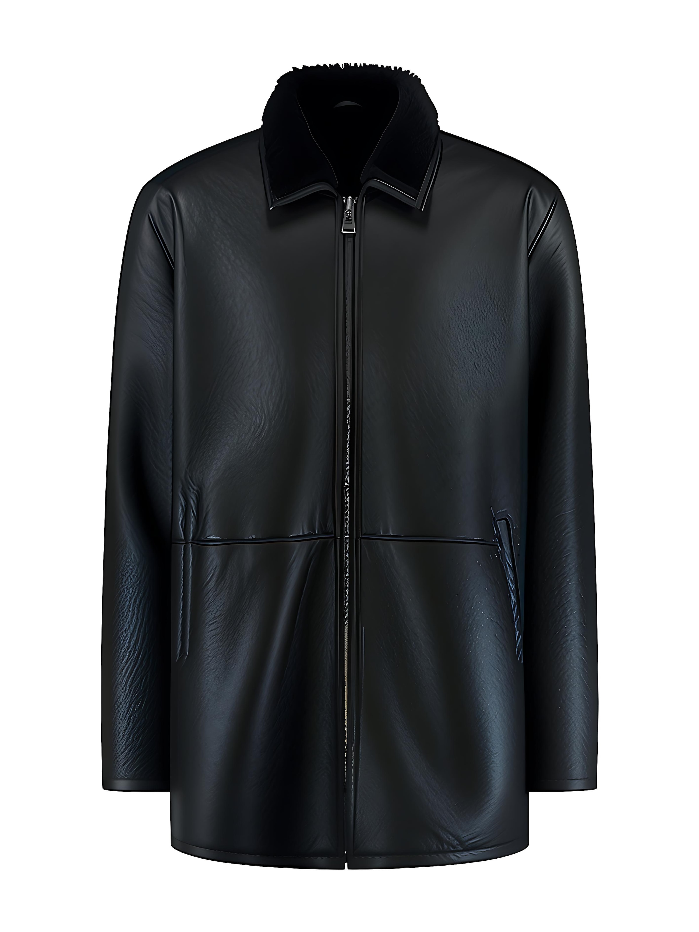 CYCAS D'OR Winter coat 'APPOLLO SHEARLING HERITAGE' in Black: front