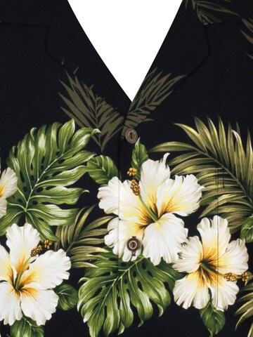 Regular fit Camicia 'Hibiskus Brustdruck' di KY's in nero