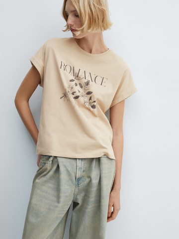 MANGO T-shirt 'ILUSTRA' i beige: framsida