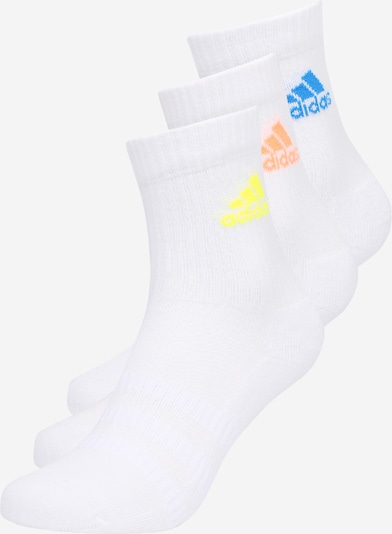Sportinės kojinės 'CUSH' iš ADIDAS PERFORMANCE, spalva – mėlyna / geltona / abrikosų spalva / balta, Prekių apžvalga