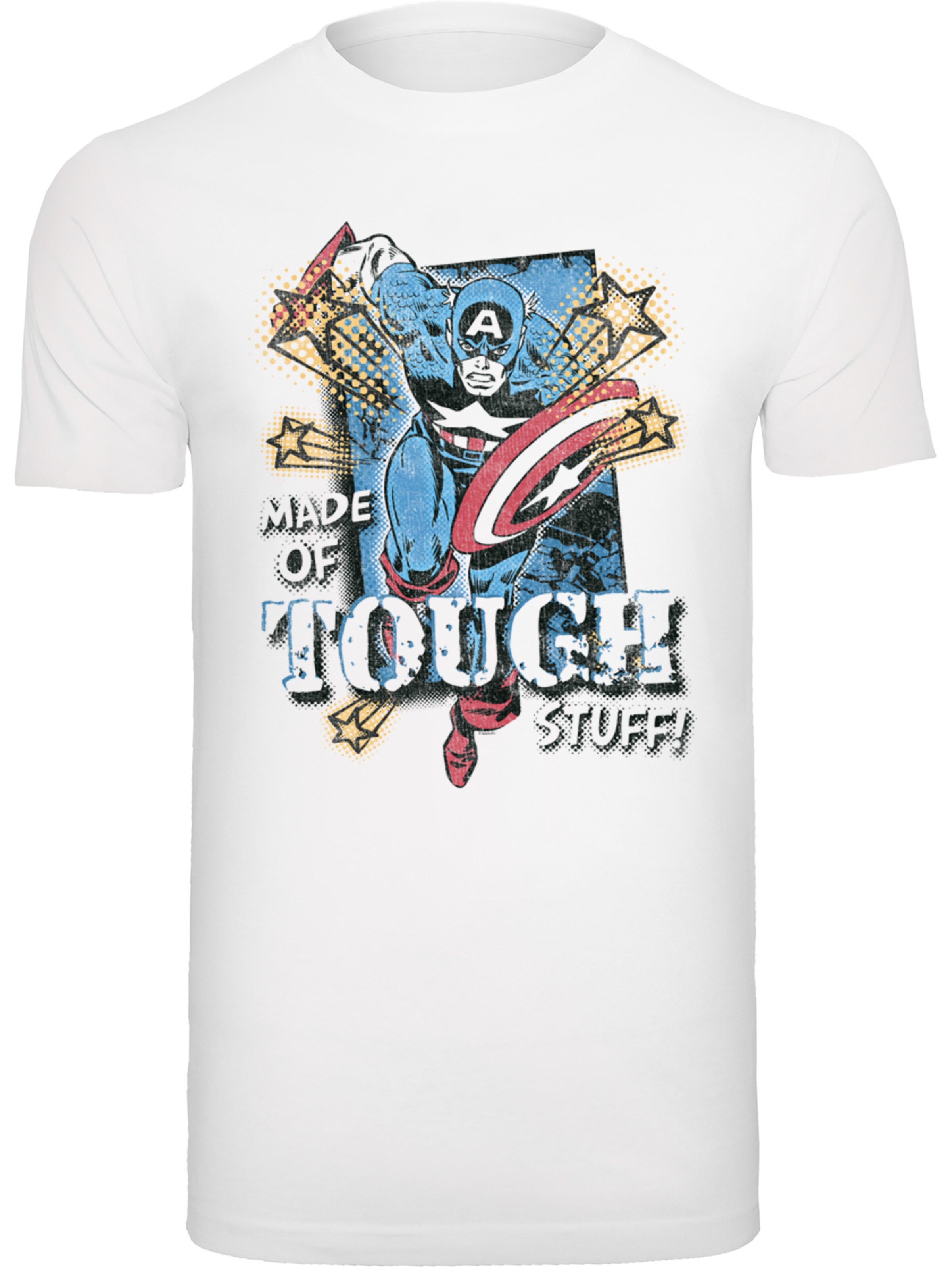 F4NT4STIC Shirt 'Marvel Captain America Made Of Tough Stuff' in White: front