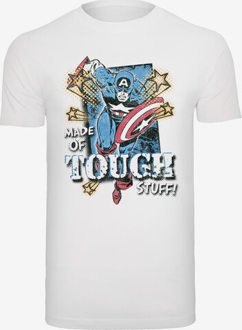 Maglietta 'Marvel Captain America Made Of Tough Stuff' di F4NT4STIC in bianco: frontale