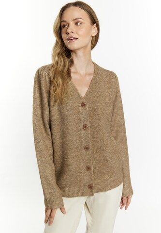 DreiMaster Vintage Gebreid vest 'Altiplano' in Bruin: voorkant