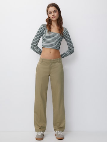 Pull&Bear Loose fit Trousers with creases in Beige