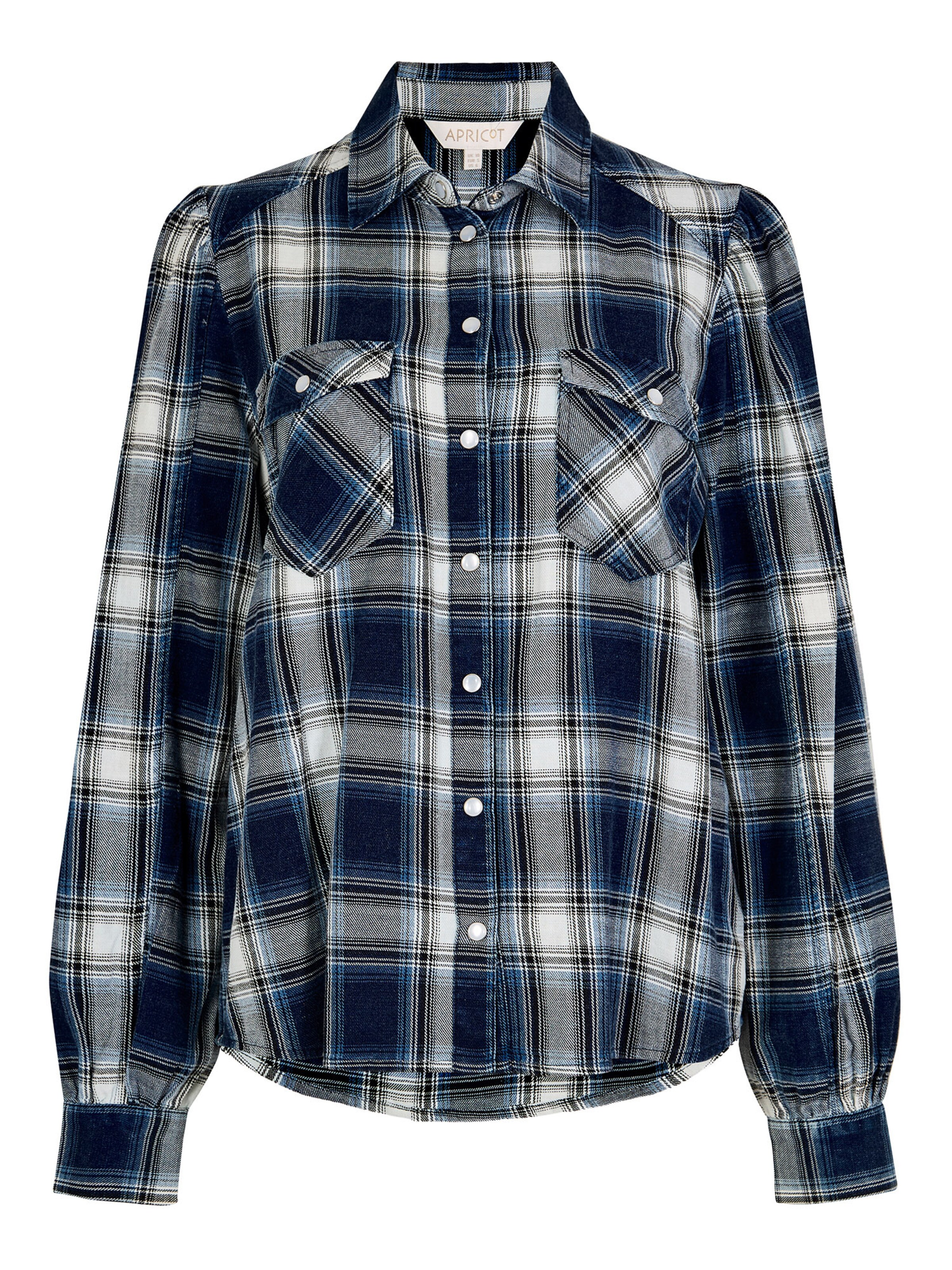 Apricot Washed Check Western Shirt ' ' in Blau: Vorderseite