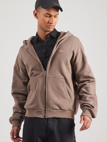 ADIDAS ORIGINALS Zip-Up Hoodie 'Premium Essentials' in Brown: front