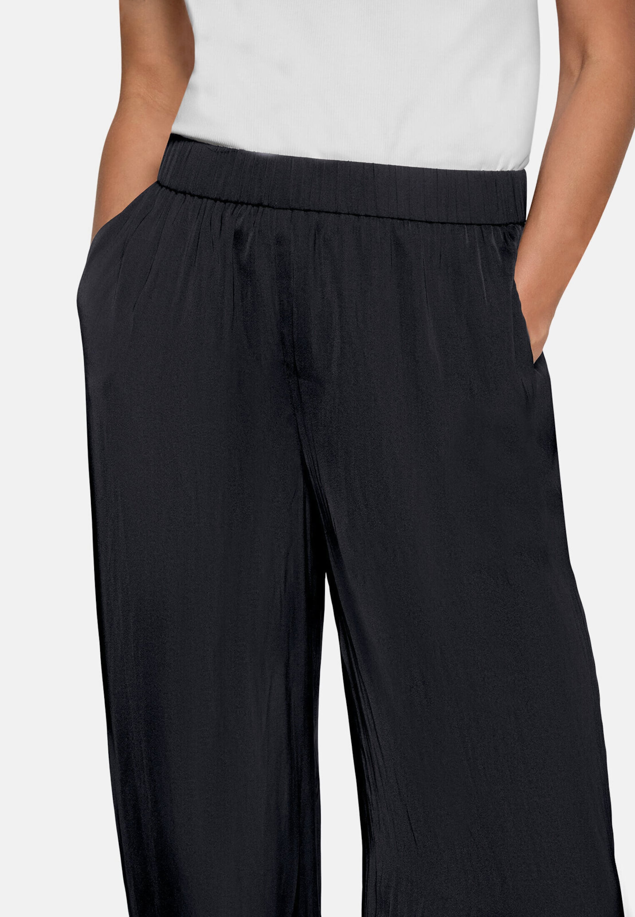zero Slimfit Schlupfhose mit elastischem Bund in Schwarz