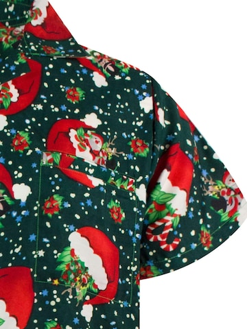 King Kameha Regular Fit Hemd 'Christmas Flying Hats' in Grün