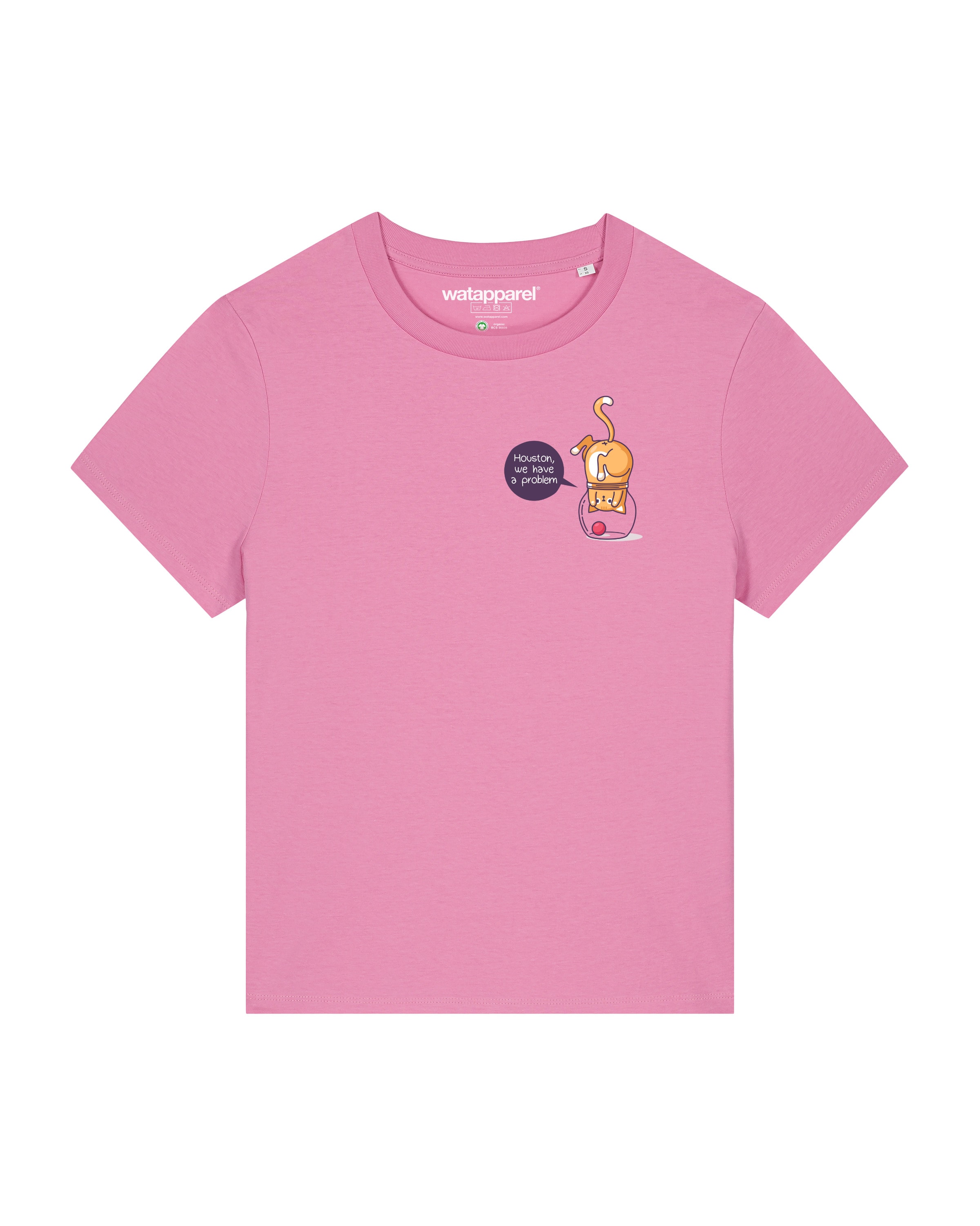 Watapparel Shirt 'Funny Cat' in Roze: voorkant