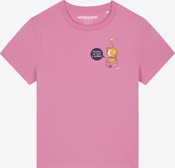 Watapparel Shirt 'Funny Cat' in Pink: front