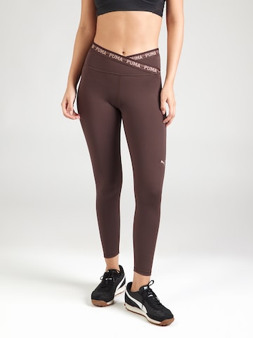 PUMA Skinny Παντελόνι φόρμας 'Strong' σε καφέ: μπροστά