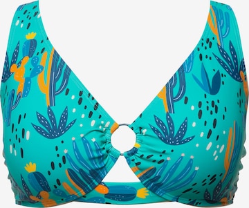 Ulla Popken T-shirt Bikinitop in Blauw: voorkant