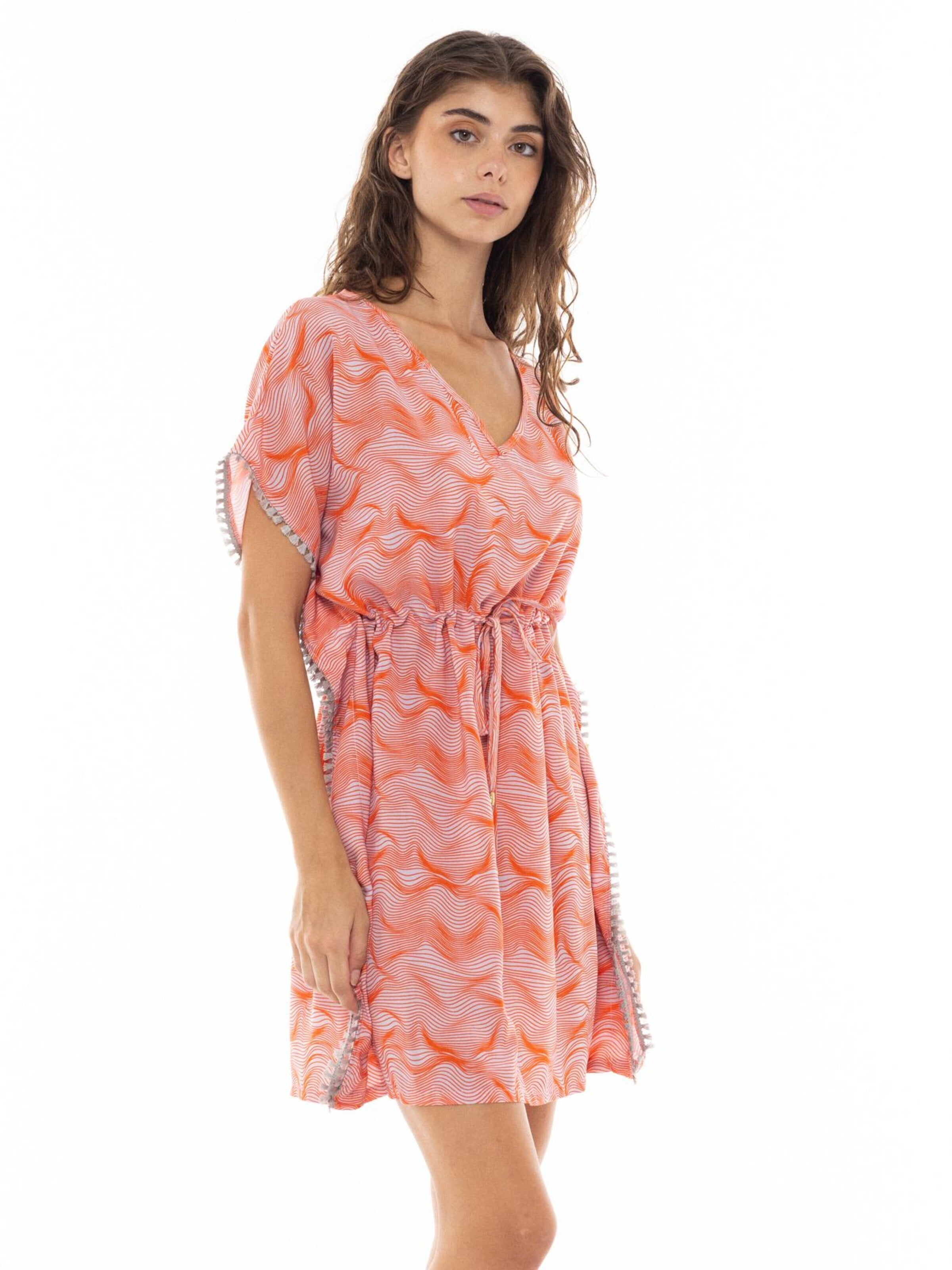 Pink Label Zomerjurk 'BEACHWEAR ORANGE WAVES' in Oranje