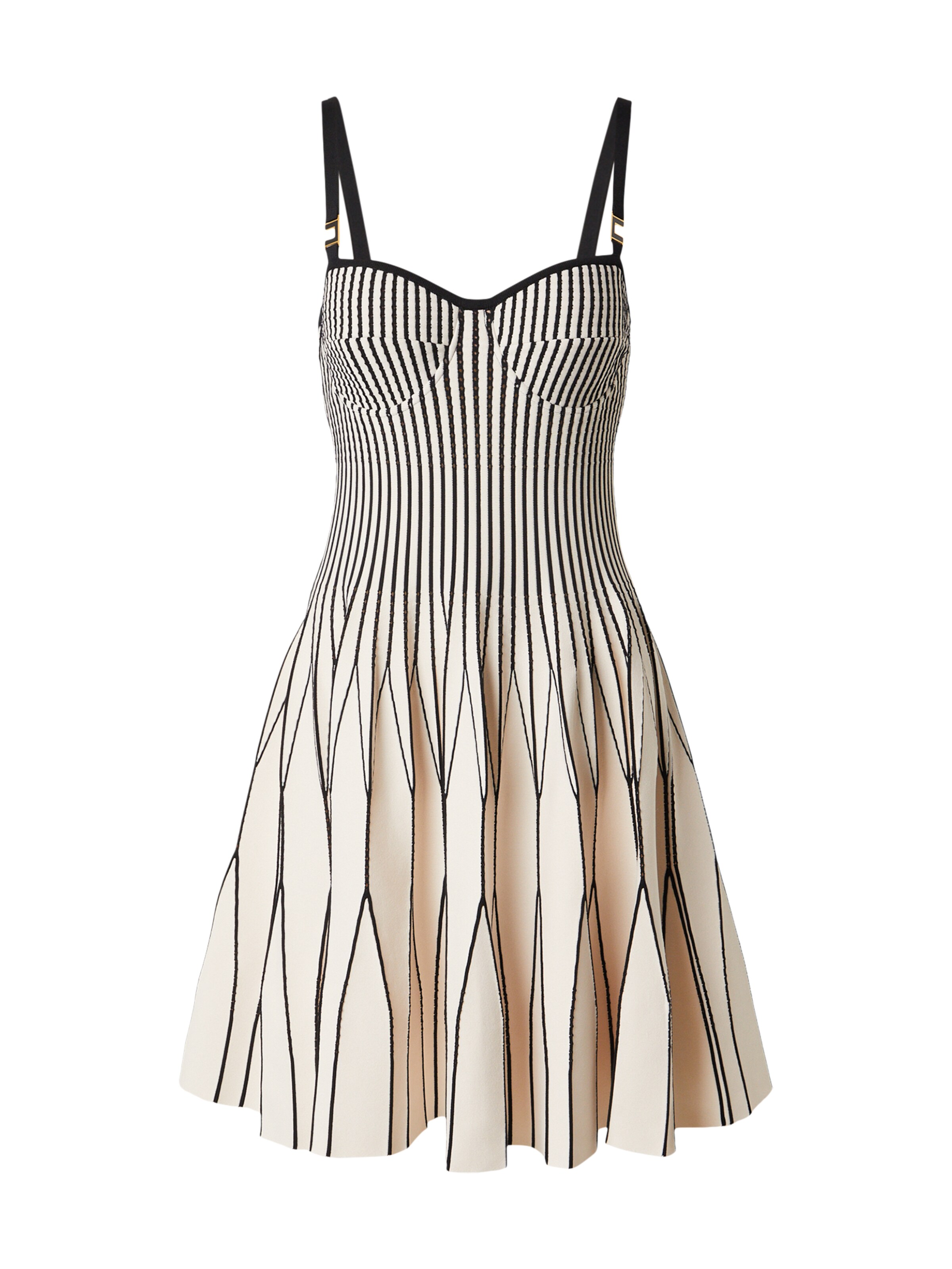 Elisabetta Franchi Gebreide jurk in de kleur Zwart / Wolwit, Productweergave