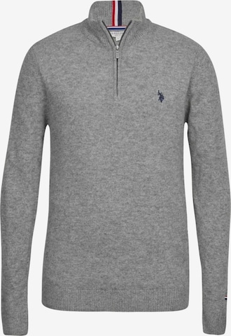 U.S. POLO ASSN. Sweater 'Kevin' in Grey: front