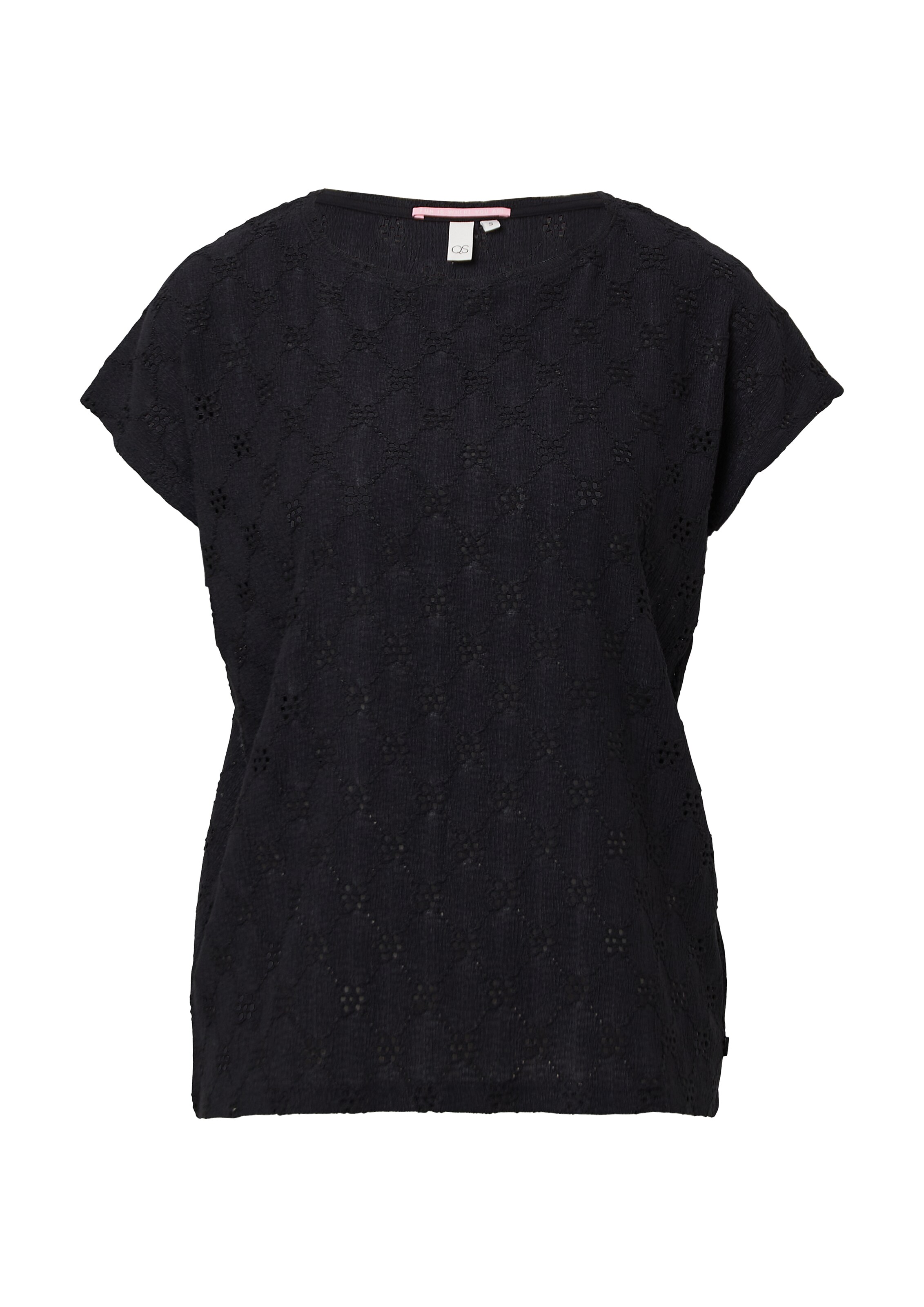 T-shirt QS en noir : devant