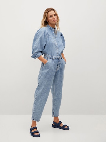 MANGO Loose fit Pleated Jeans 'Michelle' in Blue