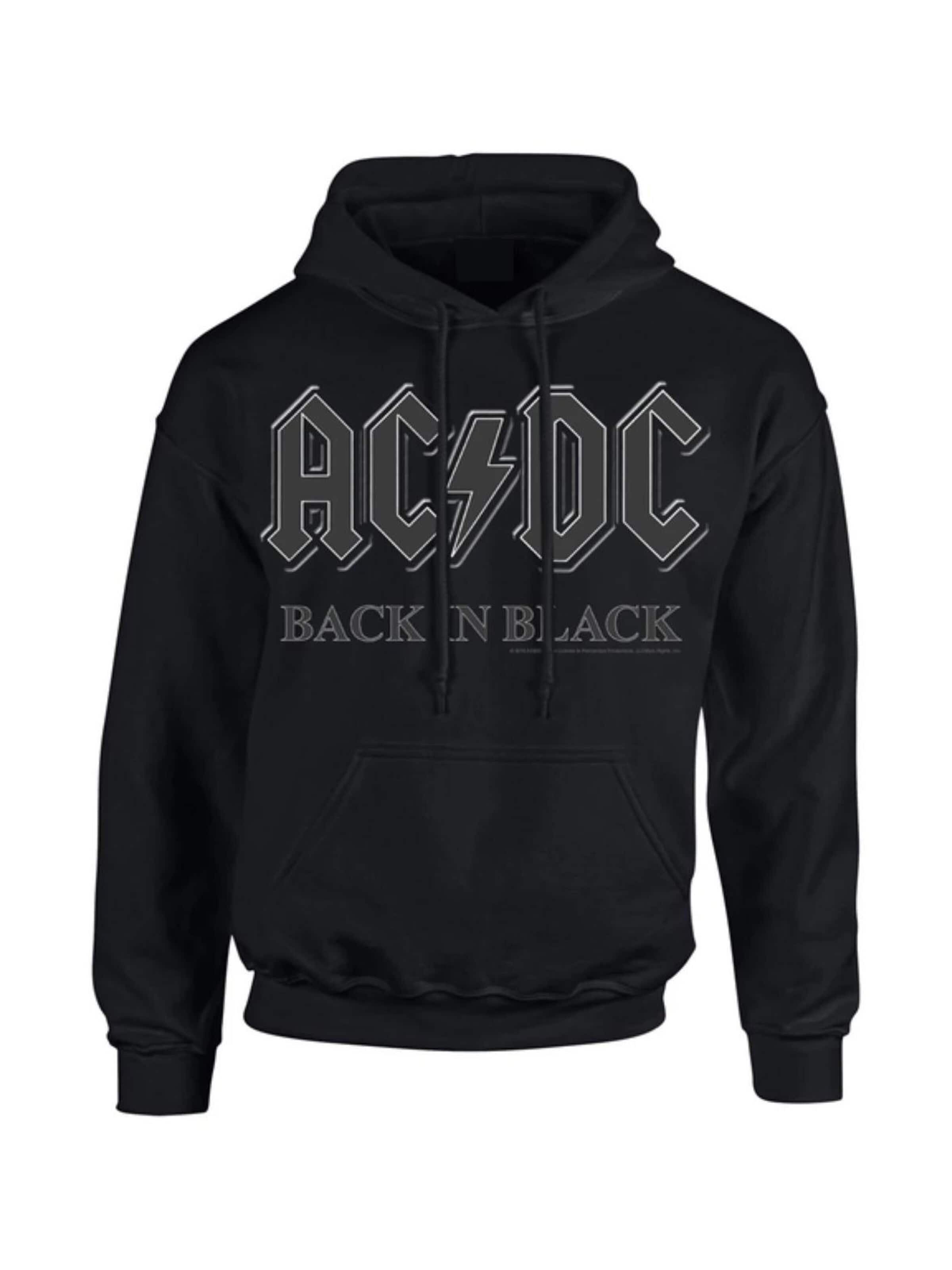 AC/DC Bluzka sportowa 'Ac/Dc Back In Black Mens Hoodie Kapuzenpullover' w kolorze czarny: przód