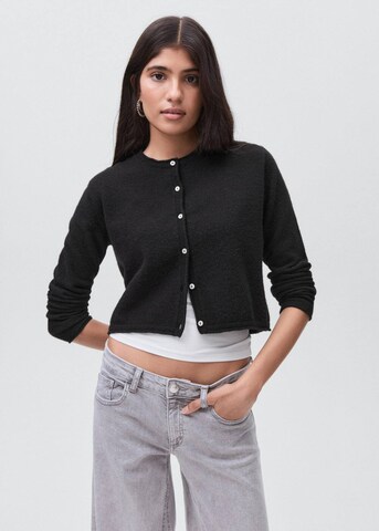 MANGO TEEN Knit Cardigan 'Curly' in Black: front