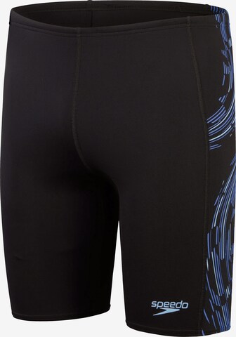 SPEEDO Athletic Swim Trunks 'Tech Panel' in Black: front