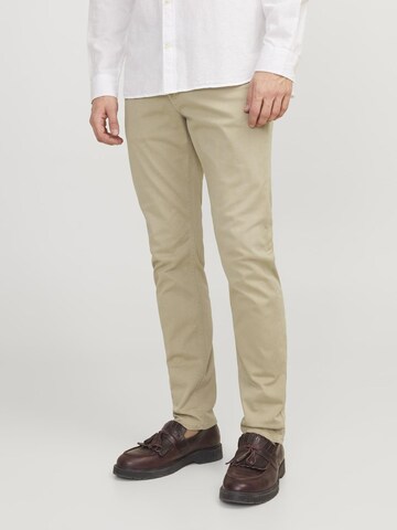 JACK & JONES Slimfit Jeans 'Glen Blaine' in Beige: voorkant