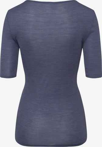 Hanro V-Shirt ' Woolen Lace ' in Blau