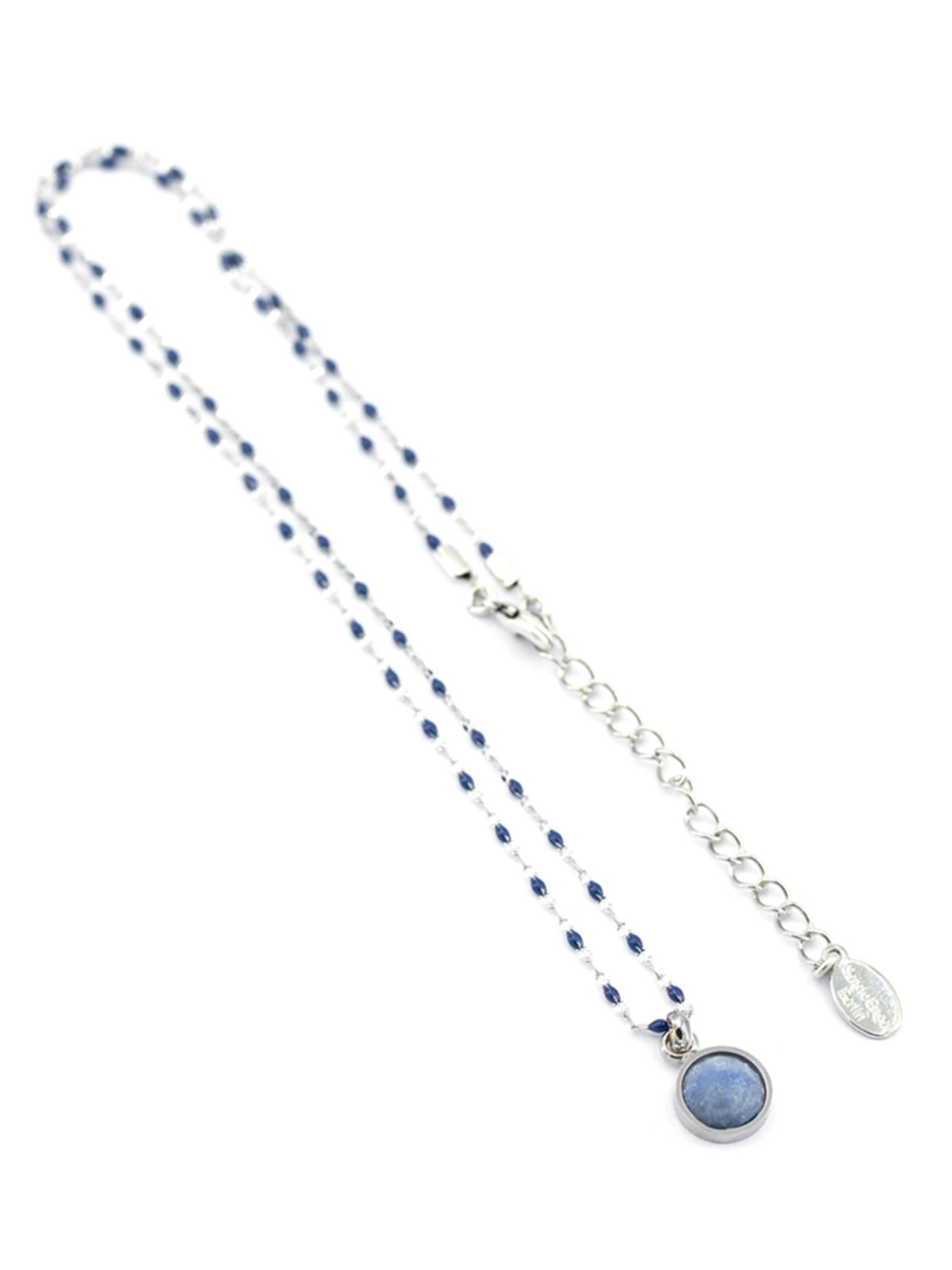 Sergio Engel Necklace 'Beach Kette 01 Farbig akzentuierte Stahlkette mit Natursteinanhänger' in Blue: front