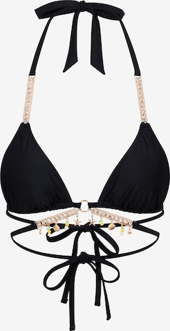 Moda Minx Triangel Bikinitop 'Triangle Wrap' in Zwart: voorkant