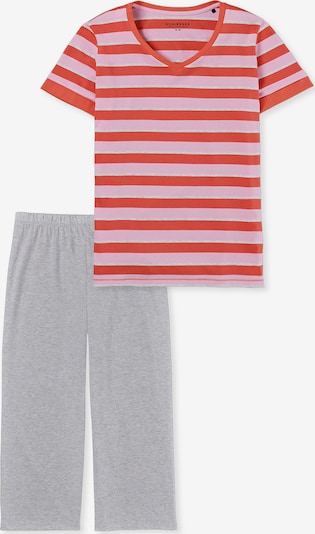 SCHIESSER Pyjama 'Casual Essentials' in graumeliert / pink / cranberry, Produktansicht