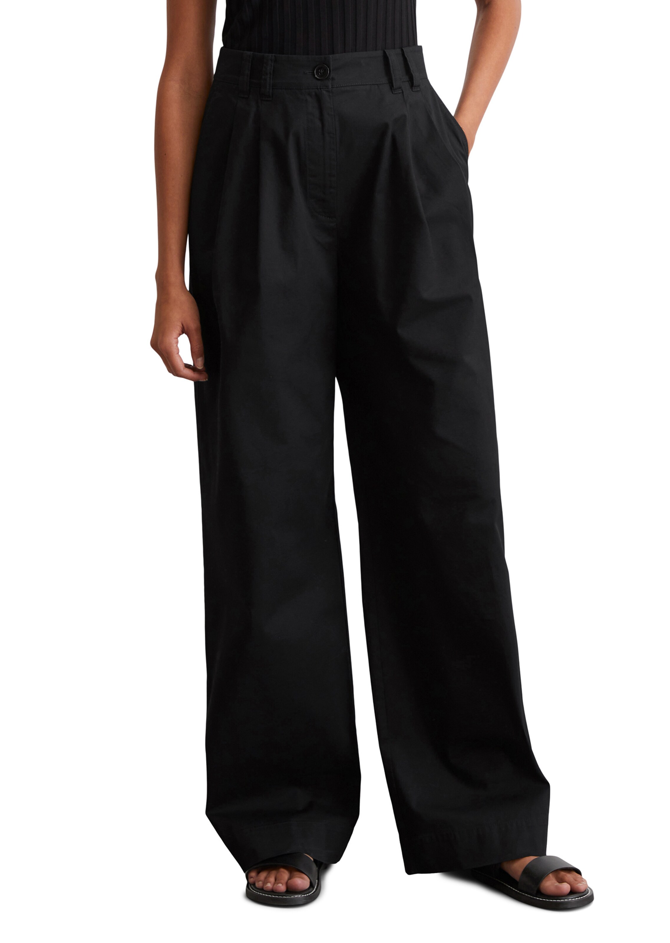 Marc O'Polo Wide Leg Hose in Schwarz: Vorderseite