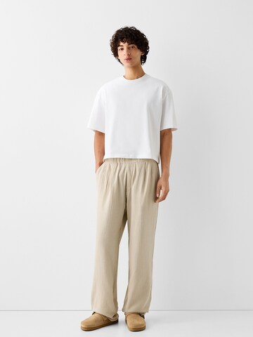 Bershka Loosefit Hose in Beige