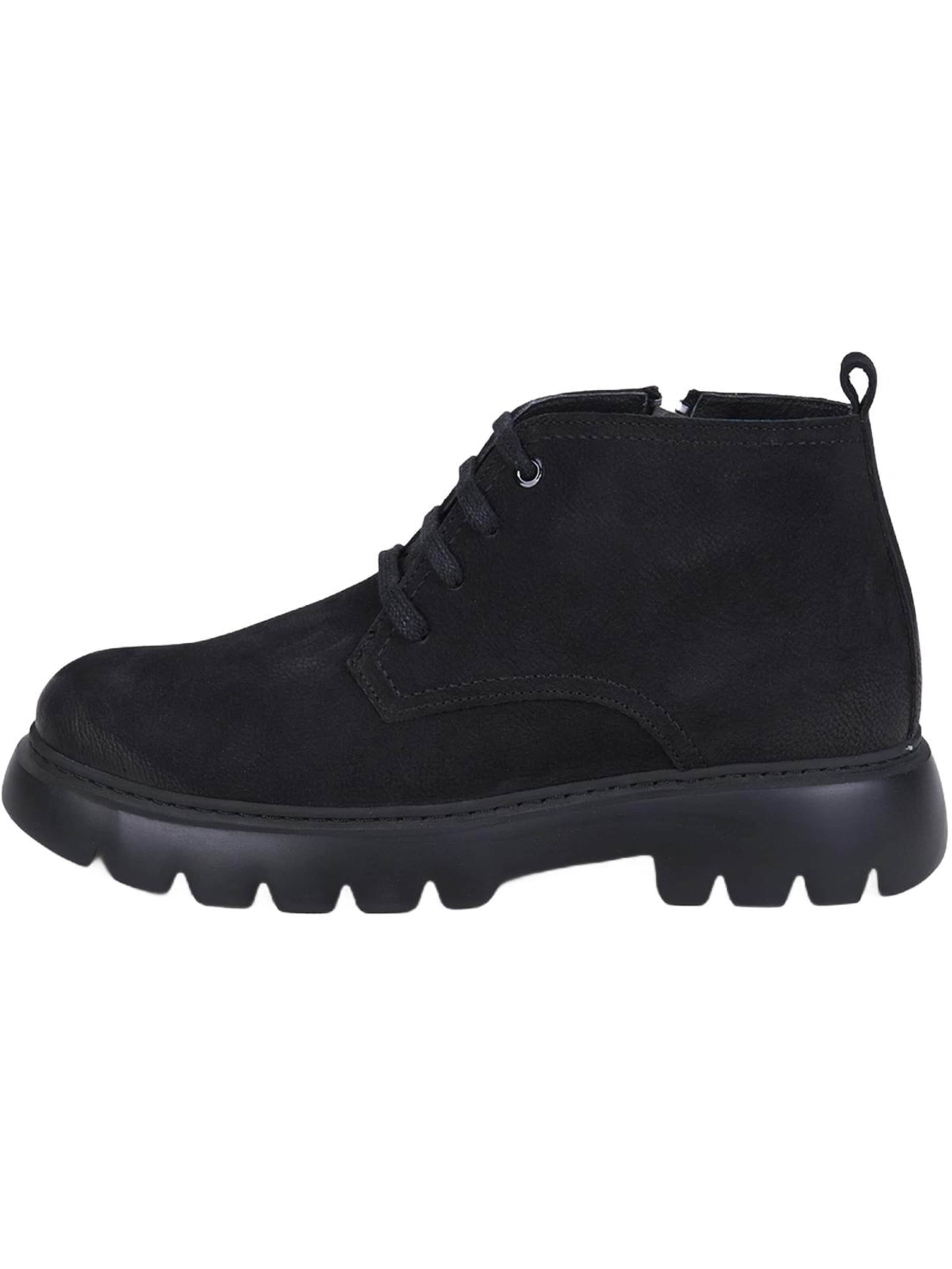Desa Boots 'DESA Herren-Ankle-Boots aus braunem Leder mit Reißverschluss und runder Zehenpartie' in Black: front