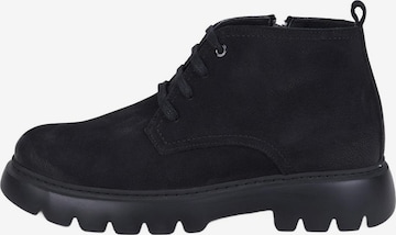 Desa Boot 'DESA Herren-Ankle-Boots aus braunem Leder mit Reißverschluss und runder Zehenpartie' in Black: front