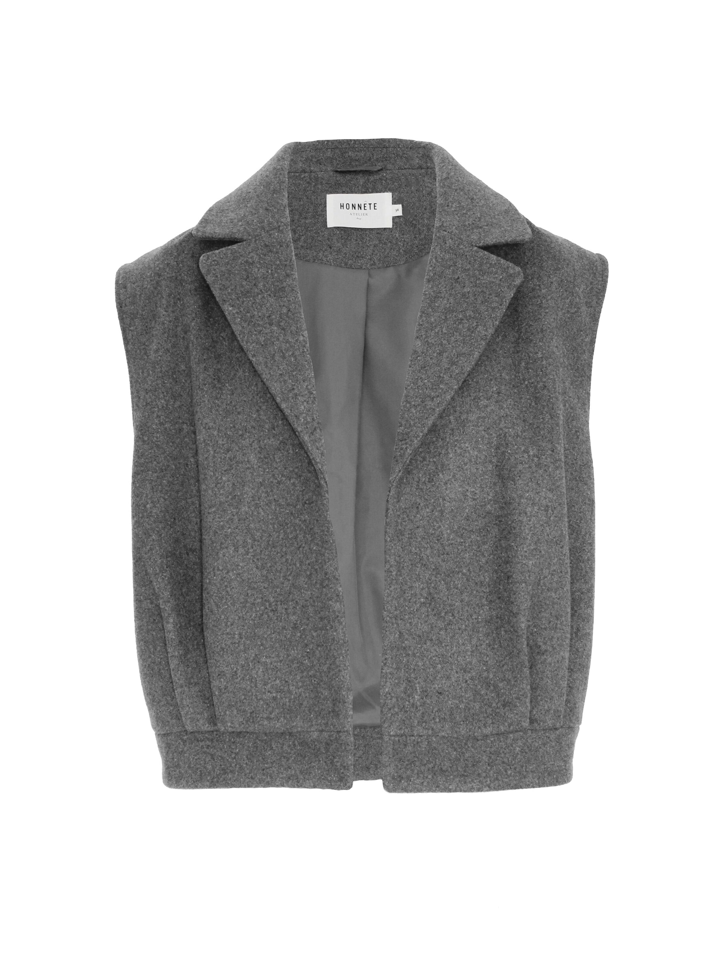 Honnête Atelier Vest 'Lourdes' in Grey: front